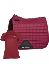 2023 Weatherbeeta Womens Prime Short Sleeve Top & Prime Dressage Saddle Pad Bundle 1019060001000745 - Maroon